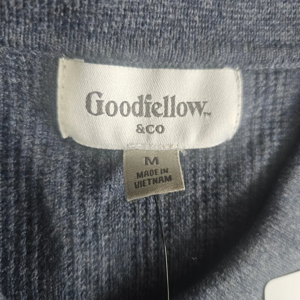 Goodfellow & Co Mens Blue Ribbed Button Front Cardigan Sweater Collared Medium